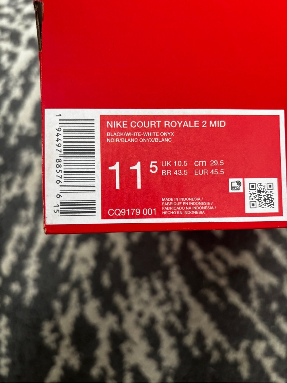 Size 11.5 - Nike Men’s Court Royale 2 Mid Black Onyx Shoe CQ9179-001 No Lid - Picture 8 of 8